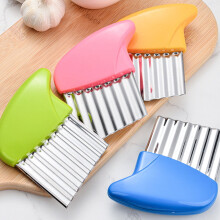 Tssuoun Potato Slicer Wave Corrugated Kitchen Vegetable Fries Maker Chopper Stainless Steel Plastic Handle DIY Carrot Slicing Gadget Pink
