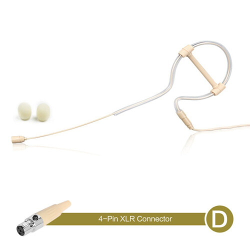 Beige Single Earhook Headset Mic Headworn Microphone 3.5mm 3 Pin 4 Pin XLR Plug