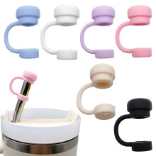 Xeyise 2Pcs Solid Color Silicone Straw Covers, BPA Free, Reusable, Dust-proof, 10MM, Compatible with Tumblers & Cups