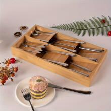 Durable Bamboo Silverware Drawer Organizer - Cutlery & Flatware Storage Tray Holder, Stylish Kitchen Utensil Organizer