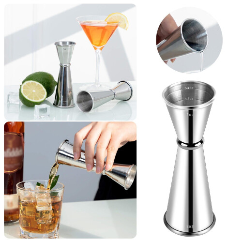 Stainless Steel Double Ended Jigger Cup with Scale for Bartending 1