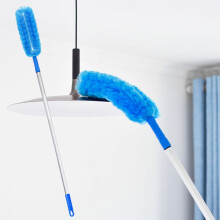YANHAIGONG Small Household Cleaning Brushes, Microfiber Duster with Extension Pole (47"), Washable Bent Head Ceiling Fan Duster