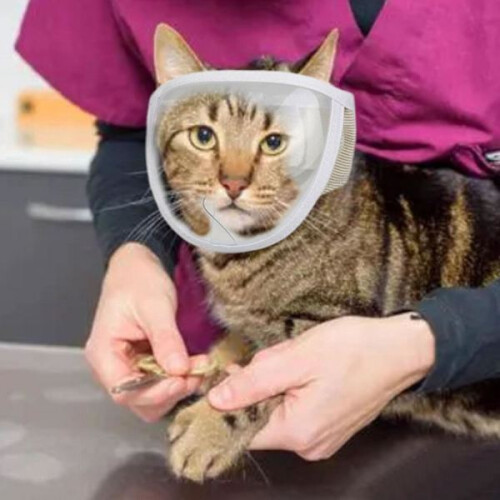 S-Cat Muzzle with Breathable Mesh - Mesh Cat Muzzle to Prevent Biting and Chewing - Adjustable Anti- 1