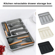 SUSUchens Storage Holder Expandable Tableware Organizer Compartment Non-Slip Cutlery Storage Tray for Kitchen Drawer Black