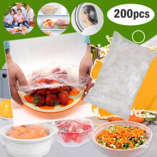 Disposable Plastic Wrap Bags 200 pcs, compatible with Household Kitchen Bowl Covers for Food Fresh Keeping, Universal Use