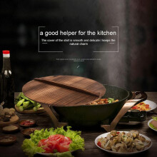 Feiona Pot Cover Pan Lid With Large Handle Anti-Hot Anti-Spillover Lid,Natural Wooden