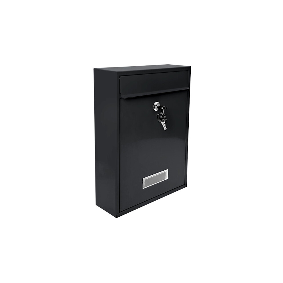 Stylish, Lockable & Weatherproof Steel Mailbox Black 9389440561441