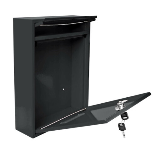 Stylish, lockable & weatherproof steel mailbox Black 1