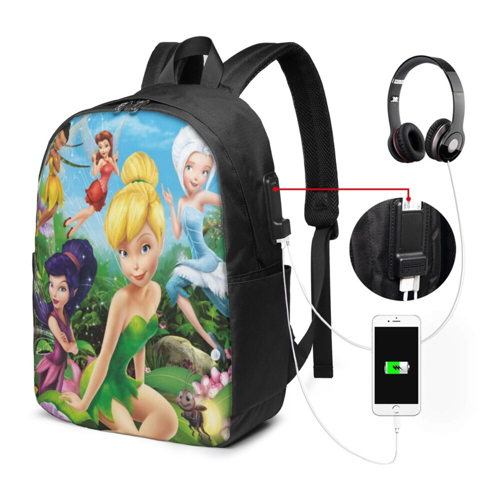 Tinkerbell Travel Laptop Backpack, Water Resistant Anti-Theft Bag With Usb Charging Port, 17 Inch, Compatible With Macbook Pro, Business Backpack For 9389440561250