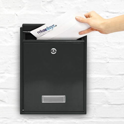 Stylish, lockable & weatherproof steel mailbox Black 2