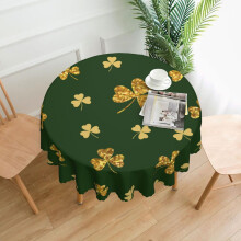 Happy St. Patrick's Day Round Tablecloth 60 Inch Table Cover Party Decorative for Winter Holiday Kitchen Party Indoor and Outdoor