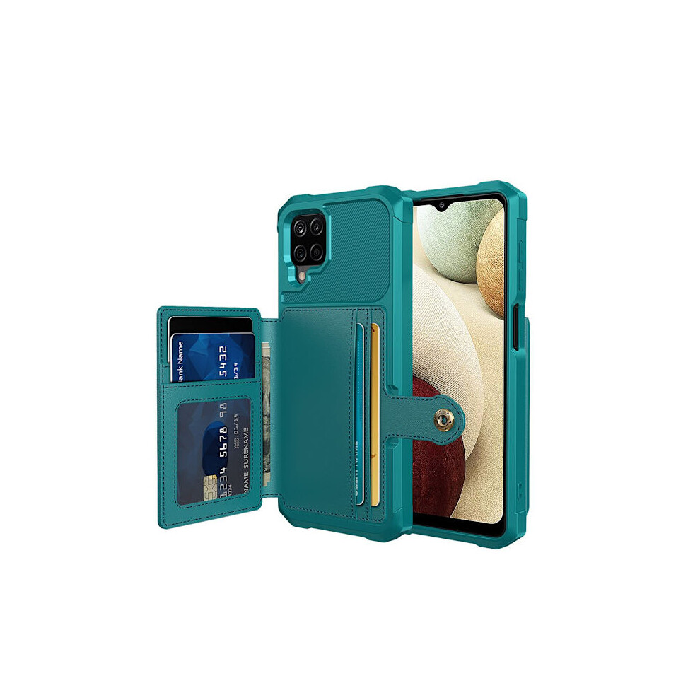 Compatible With Samsung Galaxy A12 - Stylish Practical Case With Card Holder Green 9110895368244