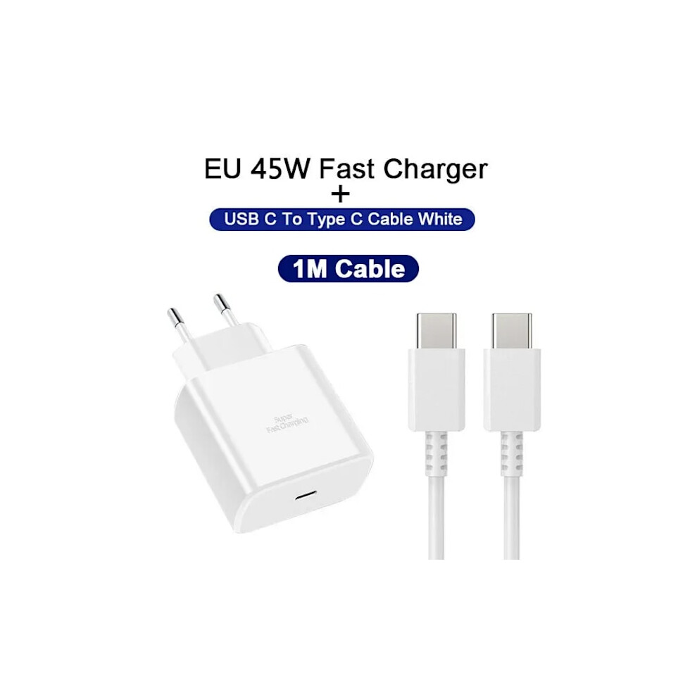 Pd 45W Usb C Charger For Compatible With Samsung Galaxy S22 S23 S24 Ultra Note 10+ 5G Usb C Mobile Phone Charger Fast Charger Eu 2In1 Cable White 9110895368374