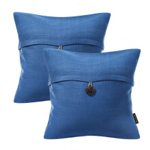 Phantoscope Farmhouse Button Series Outdoor Decorative Throw Pillow, 20" x 20", Blue, 2 Pack