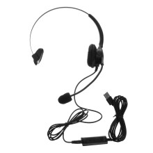Monaural USB Headset Noise Cancelling Microphone and Volume Adjuster Headset for Computer Internet Calls Communication Skype Call Center (Black)