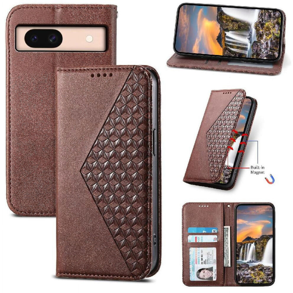 Flip Case For Google Pixel 8A Daily Use Wallet Stand Rhombus Shape Hand Strap 9110895372258