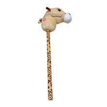 Plush Hobby Horse with Sound for Kids Pretend Riding, Beige Stick Horse Toy for Imaginative Play