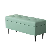 Upholstered Tufted Ottoman Bench with Hidden Storage and Cushion Seating for Bedroom or Entryway, Mint Green 80cm