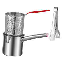 Stainless Steel Deep Fryer Pot with Strainer Basket, HeatResistant Handle for Home Cooking