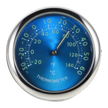 Luminous Car Dashboard Thermometer with Clock, Blue Backlight Gauge for Night Driving