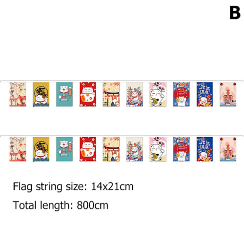 Stil Lucky Cat Hanging String Flag Sushi Restaurant Bunting B B