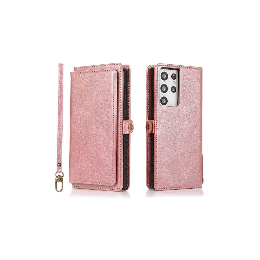 Compatible With Samsung Galaxy S21 Ultra - Well-Thought Practical 2-1 Wallet Case Rose Gold 9389440690905