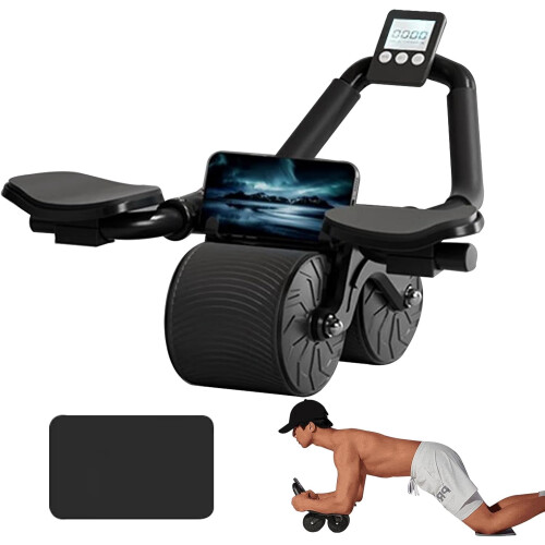 Ab Roller for Abdominal Exercise, Elbow Support Automatic Rebound Ab Wheel, Core Strengthening Trainer Compatible with Home Gym Use