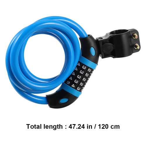 2pcs Five- Code Lock Bike Security Lock Mountain Bike Anti-theft Lock (Blue) 1