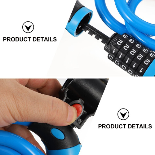2pcs Five- Code Lock Bike Security Lock Mountain Bike Anti-theft Lock (Blue) 2
