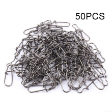 Aceovo 50Pcs Fast Clip Lock Snap Swivel Solid Rings Safety Snaps Fishing Hook Connector 2#
