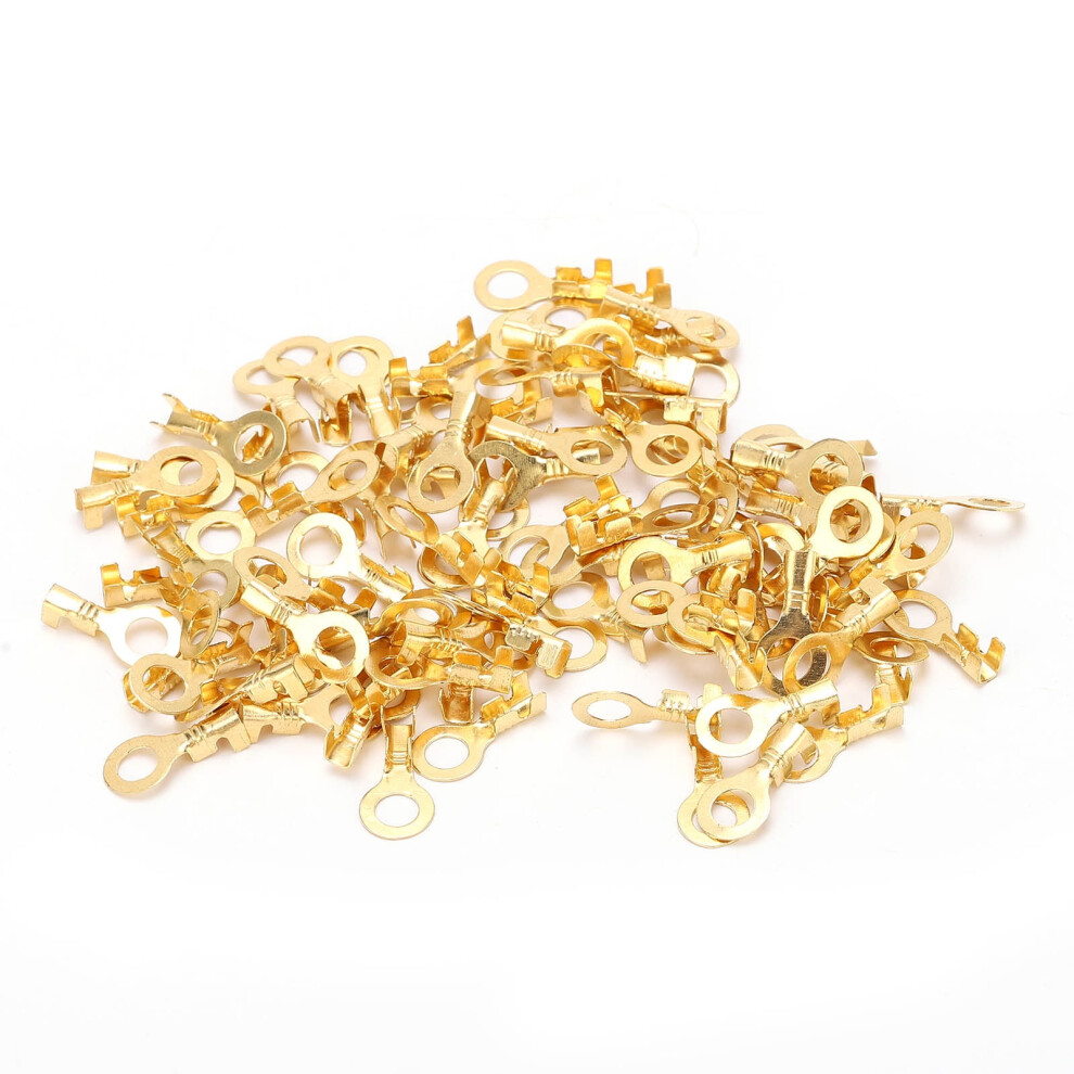 100Pcs Lug Ring Terminal,Delaman Lug Ring Terminal Bare Brass Cold Pressed Cable Crimping Connectors 9389440691896