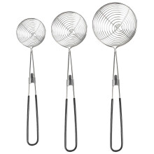 Conjunto de 3 peças de coador redondo para fondue - Colher de aço inoxidável para shabu-shabu asiático