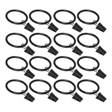 Lot de 16 anneaux de rideaux Ă pinces, anneaux Ă pinces noirs pour rideaux, crochets et cintres.