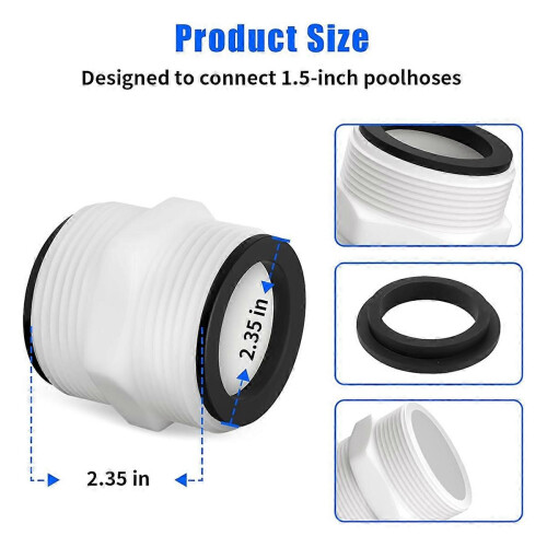 Kit com 2 Adaptadores de Mangueira de Piscina de 1,5 Polegadas para Mangueiras e Bombas de Filtro de Piscinas Elevadas Intex e Coleman 2