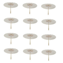 Lot de 12 parasols en papier blancs pour la plage, à monter soi-même, accessoires photo pour fêtes prénatales et mariages.