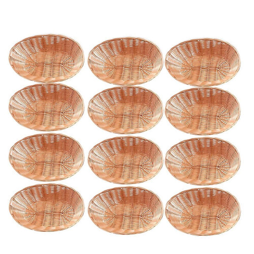 12 Pack Plastic Oval Basket, Empty Bread Basket Food Storage Basket Bulk,Plastic Wicker Baskets Bin