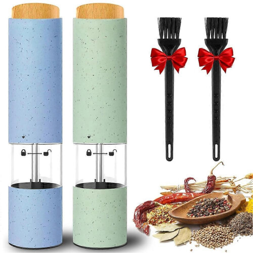 2PCS Electric Salt and Pepper Grinder Automatic Operation with Adjustable Coarseness Battery Powered 2