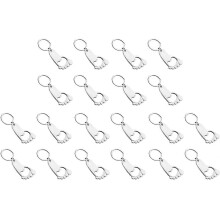 Lot de 20 porte-clés créatifs ouvre-bouteilles en forme de pied, avec chaîne et anneau, idéal comme cadeau de naissance pour garçon ou fille.