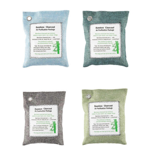 4 Sacos de Carvão de Bambu para Absorver Odores em Casa e Carros - Remove Formaldeído e Aromas