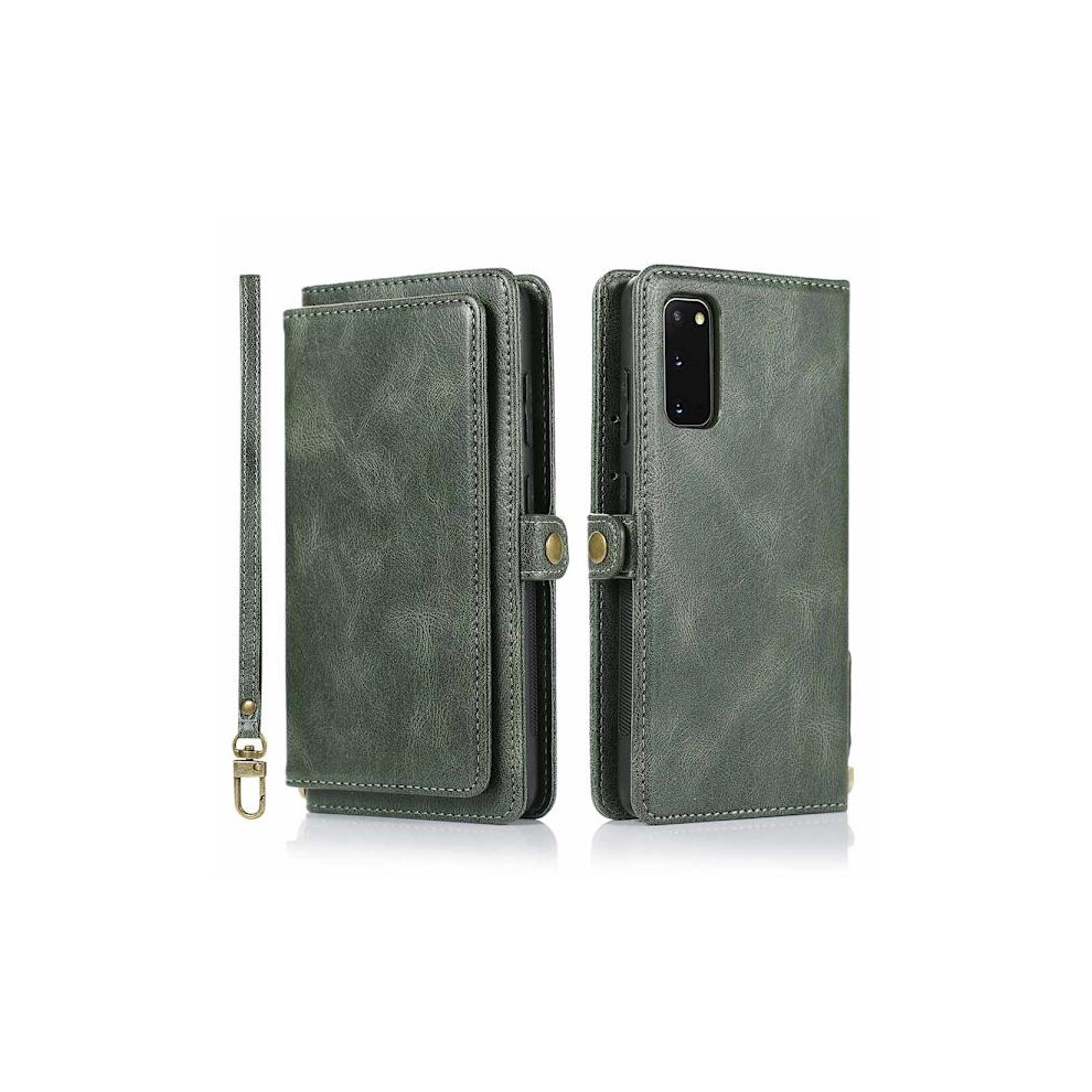 Compatible With Samsung Galaxy S20 Plus - Stylish Wallet Case Dark Green 9389440240964