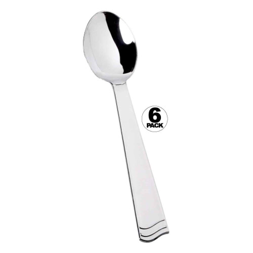 10" Elegant Silver Polished Plastic Salad Serving Utensils Fork & Spoon (Spoons - 30 Pack)