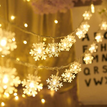 Snowflake String Lights 19.6 ft, 40 LED Battery Operated Waterproof Fairy Lights for Xmas Garden Patio Bedroom Party Decor Indoor Outdoor