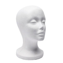 Foam Head Mannequin Model Sunglasses Eyebrow Stand Hat Cap Display Holder Headset Mannequin Head D KL white