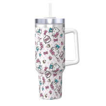 Hello Kitty Personalized Tumbler 40oz with Handle & Straw - Stainless Steel Travel Coffee Cup with Lid - Gift Idea for Women, Girls, Kids -