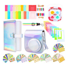 jixopn 14 in 1 Protective Case Photo Frame Album Kit for Instax Mini 11 (Silver)