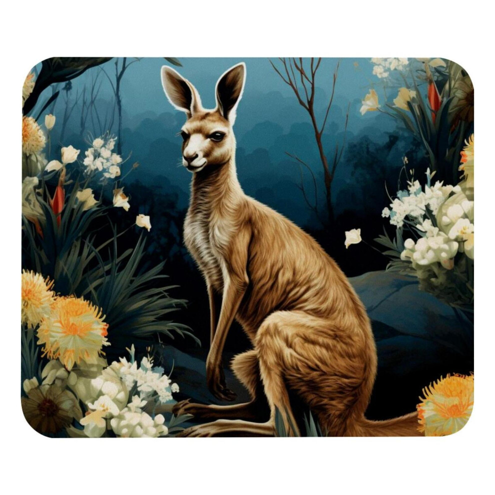Square Mouse Pad 8.3X9.8 Inch, Kangaroo Flowers Mousepad For Laptop Gaming, Stitched Edge Non-Slip Rubber Base, Home Office Decor Desk Accessories 9389440479500