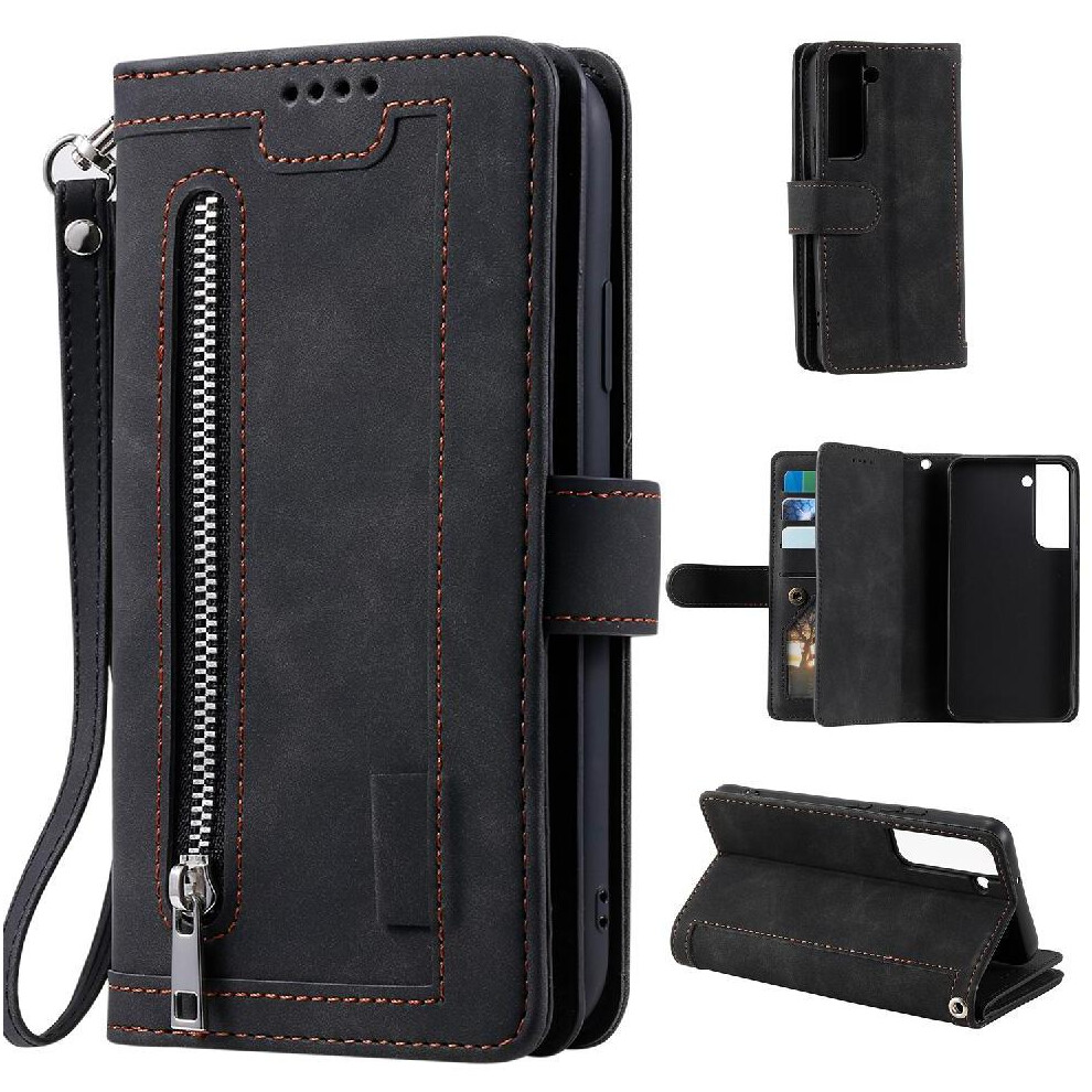 Flip Case For Compatible With Samsung Galaxy S22 Plus Lanyard 9 Card Slots Kickstand Pu Leather Wallet 9389440787711