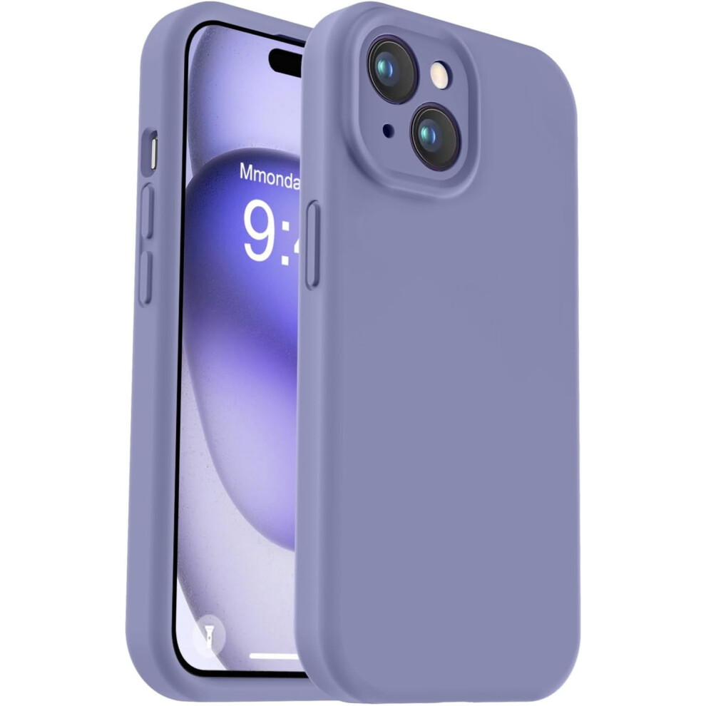 Compatible With Iphone 15 Plus Case, Enhanced Liquid Silicone Shockproof Case With Anti-Scratch Lining - Lavender Grey Purple,Grey 9389440787728