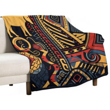 Summer Throw Blanket 30"x40" African Geometric Pattern Flannel Blanket for Couch Sofa Bed, Gift for Valentine Mother Father Couple
