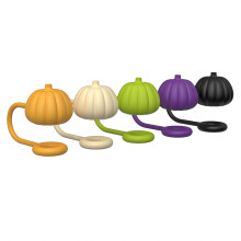 Yonrjhukm 5 Pcs Fall Straw Cover Cap Orange Pumpkin Reusable Straw Topper Thanksgiving 10mm/0.4In Straw Lid Protector for Tumbler Cup